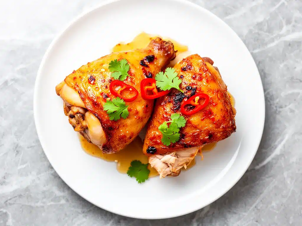 Baked Honey Sriracha Chicken Thighs Easy Sticky Sweet Spicy Glaze Recipe 4 baked honey sriracha chicken thighs preparation steps