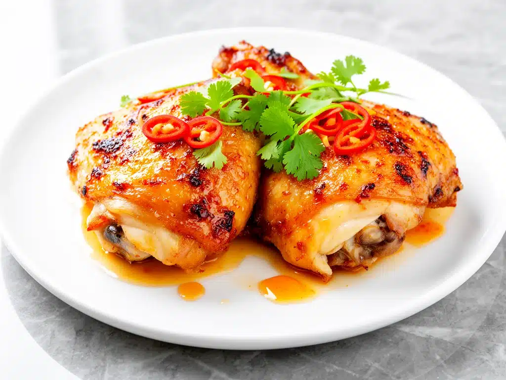 baked honey sriracha chicken thighs - featured image