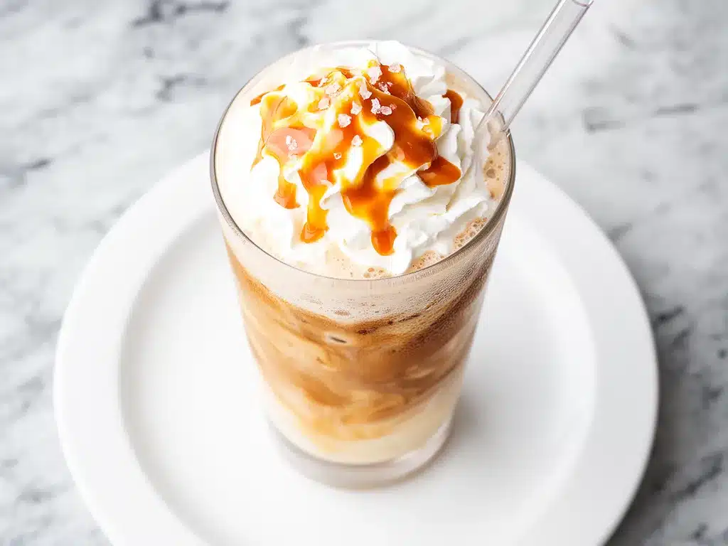 Blended Salted Caramel Frappe Recipe Easy Homemade Drink to Make on Repeat 4 blended salted caramel frappe preparation steps