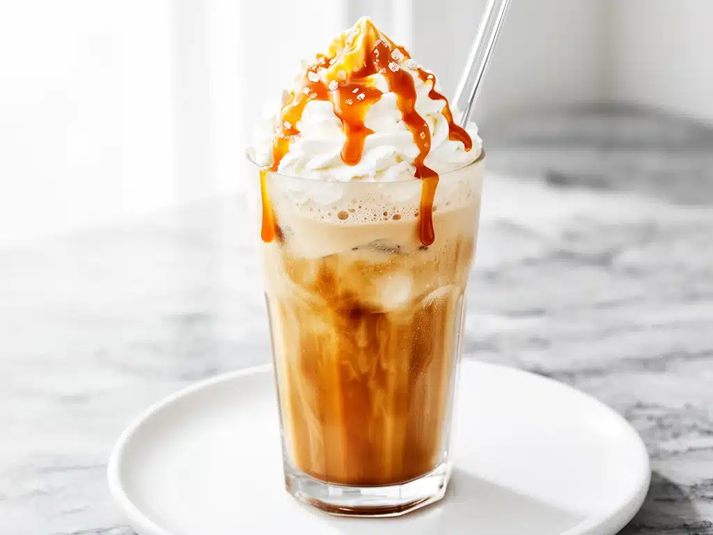 blended salted caramel frappe - featured image
