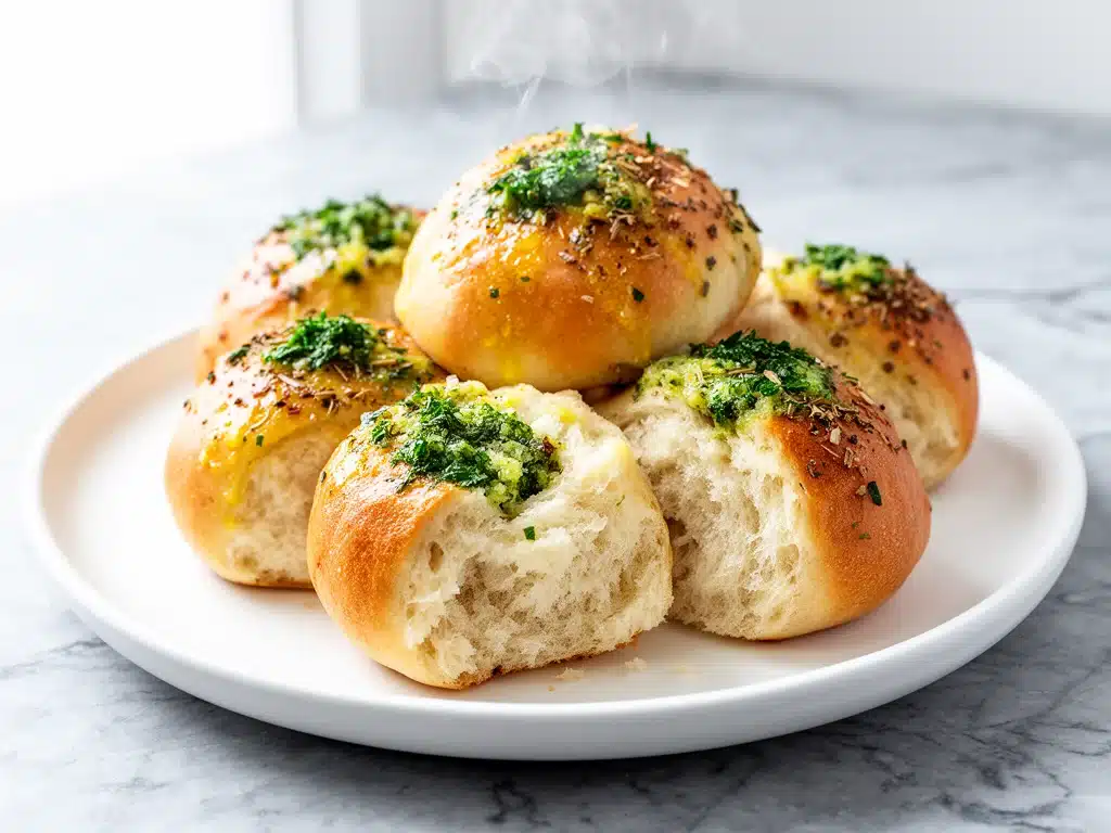 buttery garlic herb dinner rolls - featured image