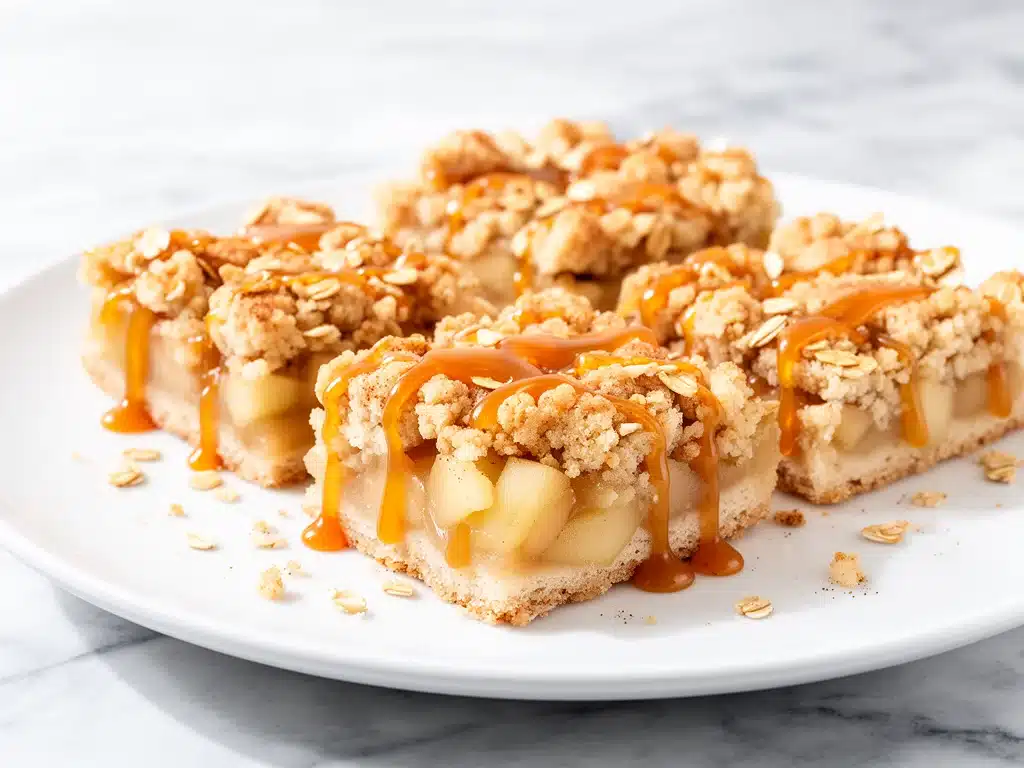caramel apple crumble bars - featured image