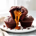 caramel stuffed chocolate lava muffins - featured image