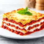 cheesy lasagna with rich meat sauce - featured image