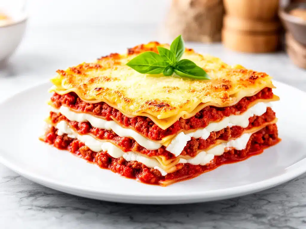 cheesy lasagna with rich meat sauce - featured image