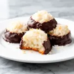 chewy coconut macaroons dipped in chocolate - featured image