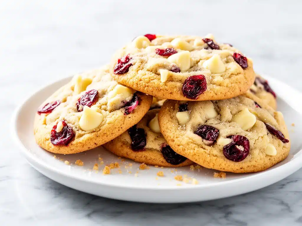 chewy cranberry white chocolate cookies - featured image