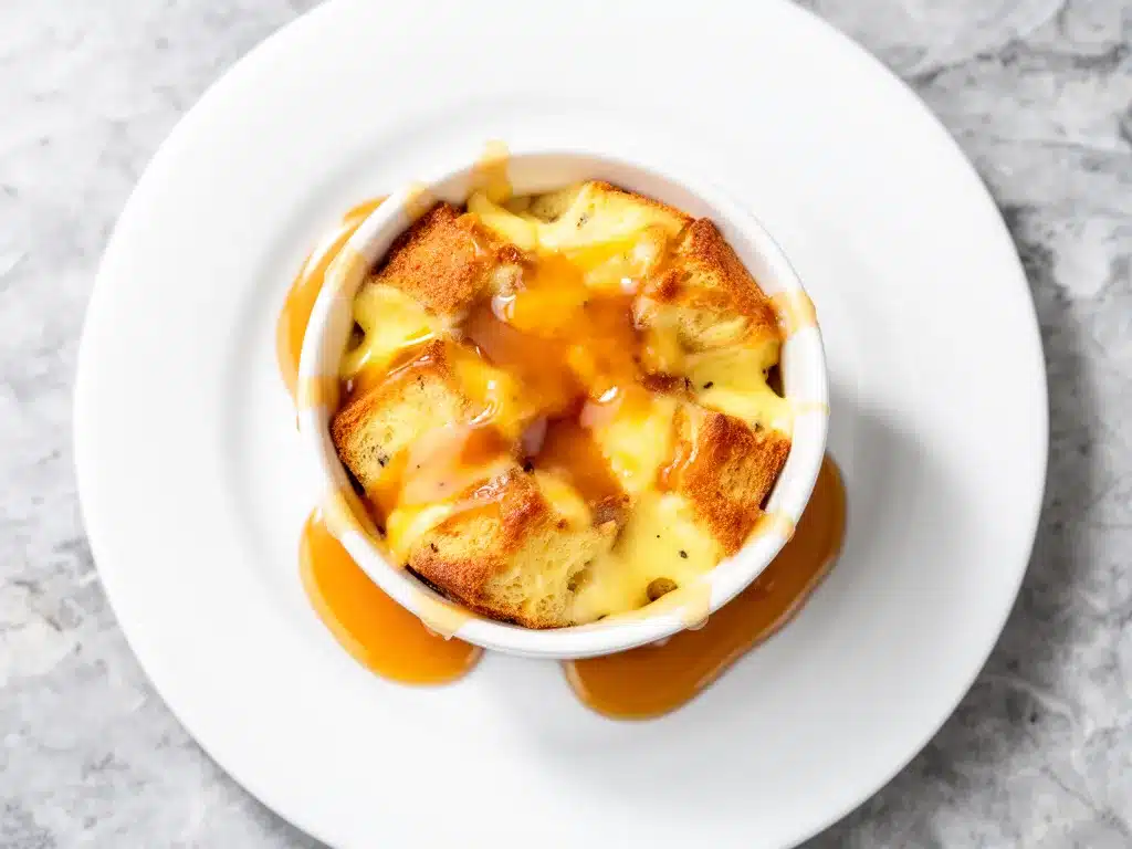 Classic Vanilla Bread Pudding Recipe with Easy Homemade Caramel Sauce 4 classic vanilla bread pudding preparation steps