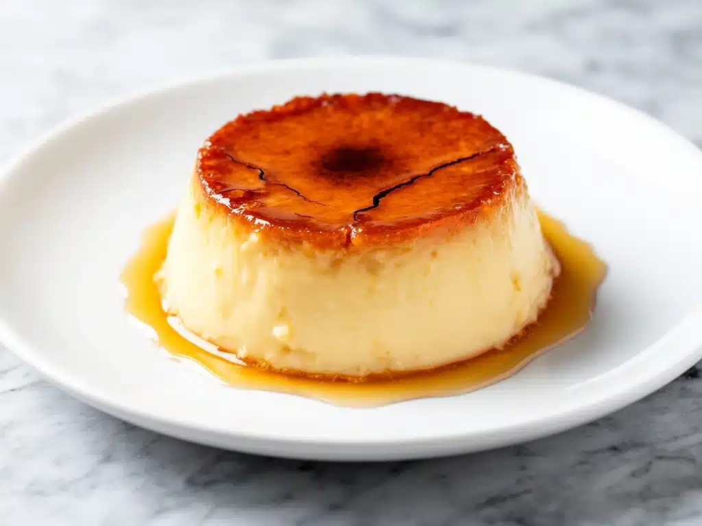 creamy caramel flan with burnt sugar - featured image