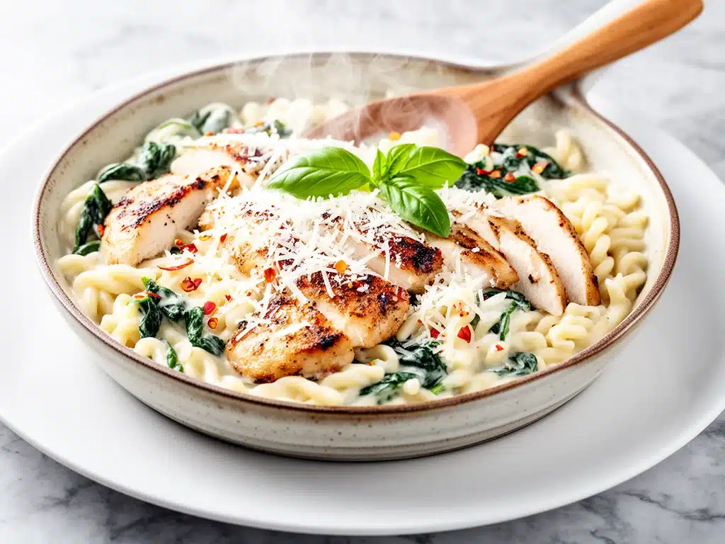 creamy chicken florentine pasta - featured image