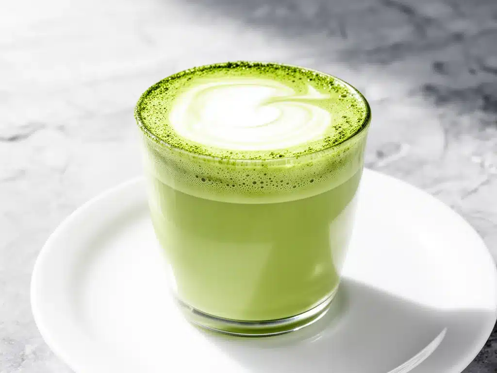 creamy coconut matcha latte - featured image