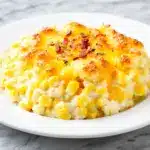 creamy corn casserole with cheddar - featured image