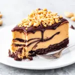 creamy peanut butter chocolate cheesecake - featured image