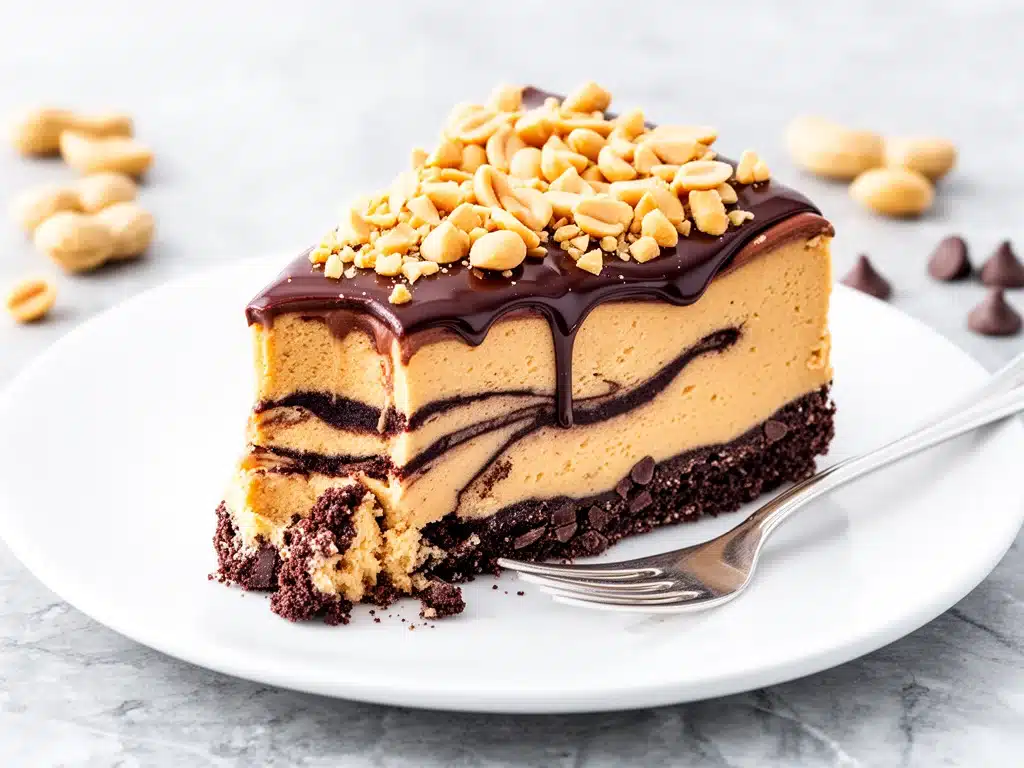 creamy peanut butter chocolate cheesecake - featured image