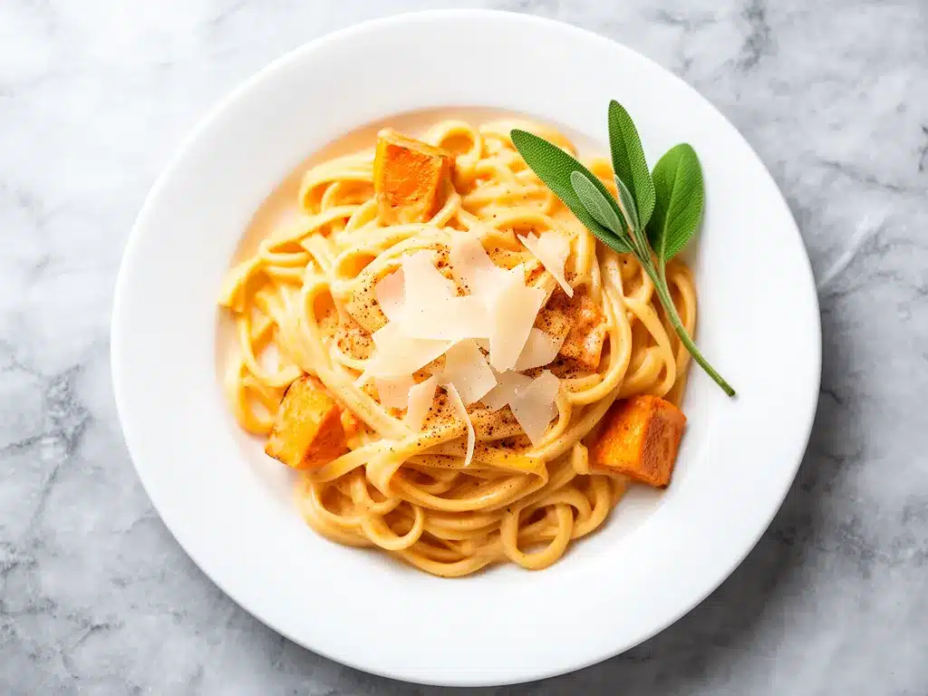 Creamy Pumpkin Alfredo Pasta Recipe Easy Cozy Fall Comfort Dinner 4 creamy pumpkin alfredo pasta preparation steps
