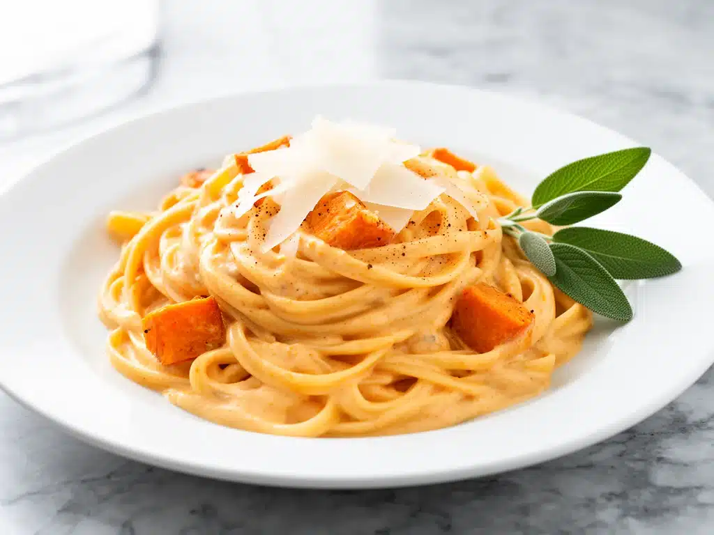 creamy pumpkin alfredo pasta - featured image