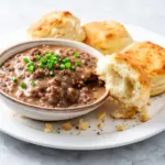 creamy Southern sausage gravy and biscuits - featured image