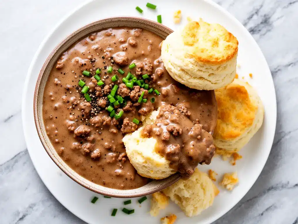 Creamy Southern Sausage Gravy and Biscuits: Easy 15 Min 4 creamy Southern sausage gravy and biscuits preparation steps