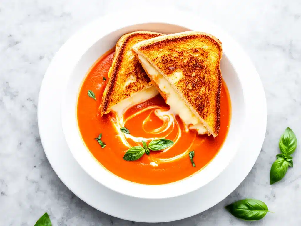 Creamy Tomato Basil Soup: Easy Grilled Cheese Combo 4 creamy tomato basil soup preparation steps