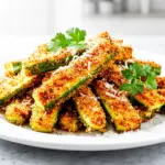 crispy air fryer zucchini fries with parmesan - featured image