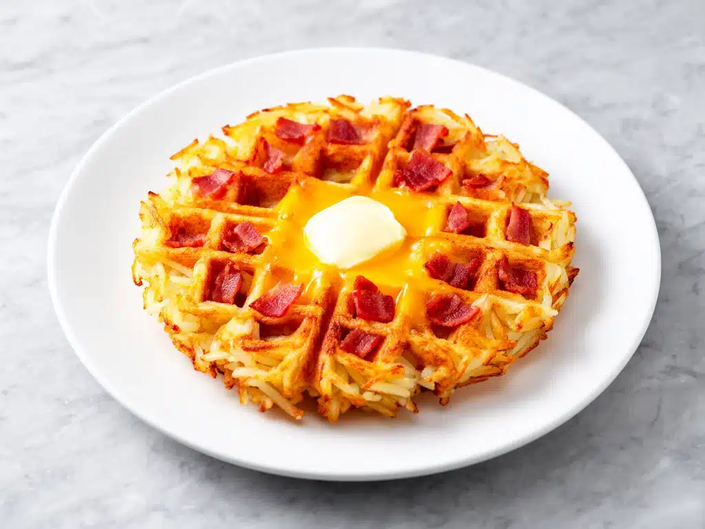 Crispy Bacon and Cheddar Hash Brown Waffles - featured image