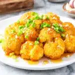 crispy honey garlic cauliflower bites - featured image