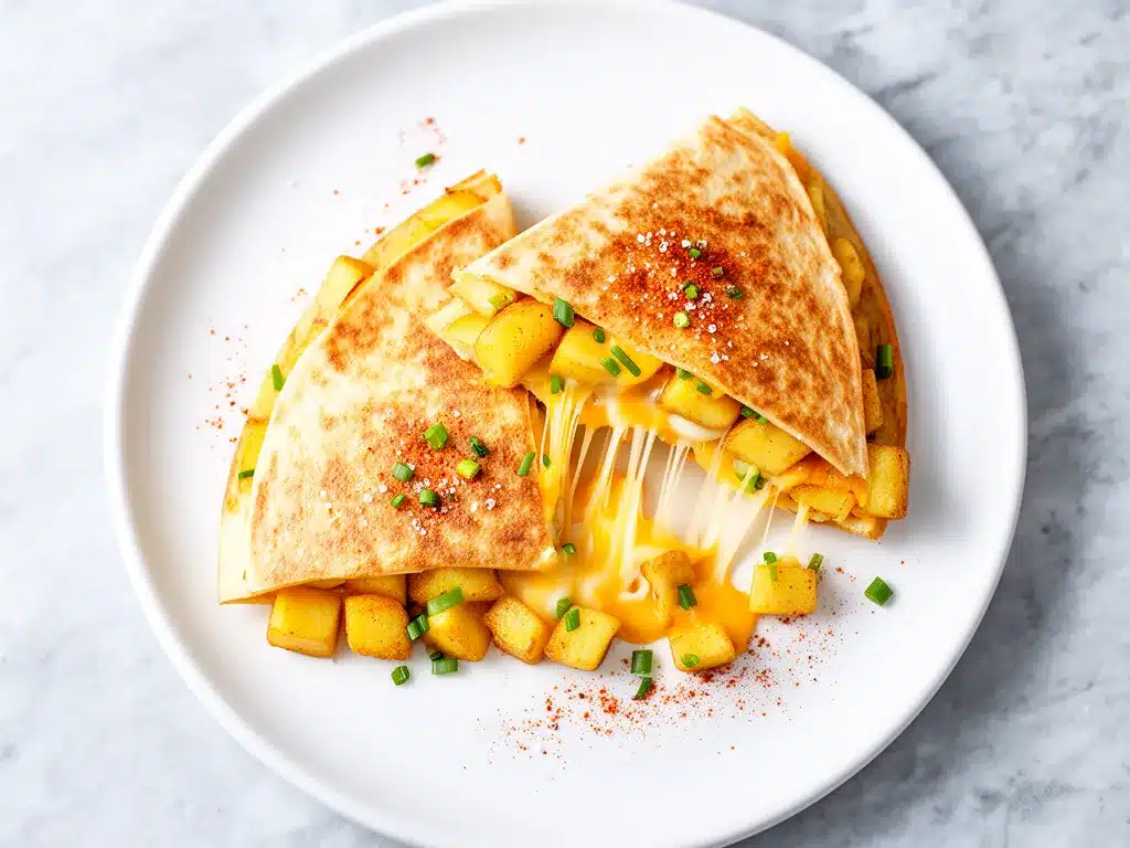 Crispy Potato and Cheese Breakfast Quesadillas: Easy Weeknight Meal 4 Crispy Potato and Cheese Breakfast Quesadillas preparation steps