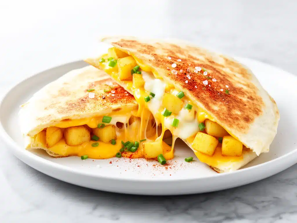 Crispy Potato and Cheese Breakfast Quesadillas - featured image