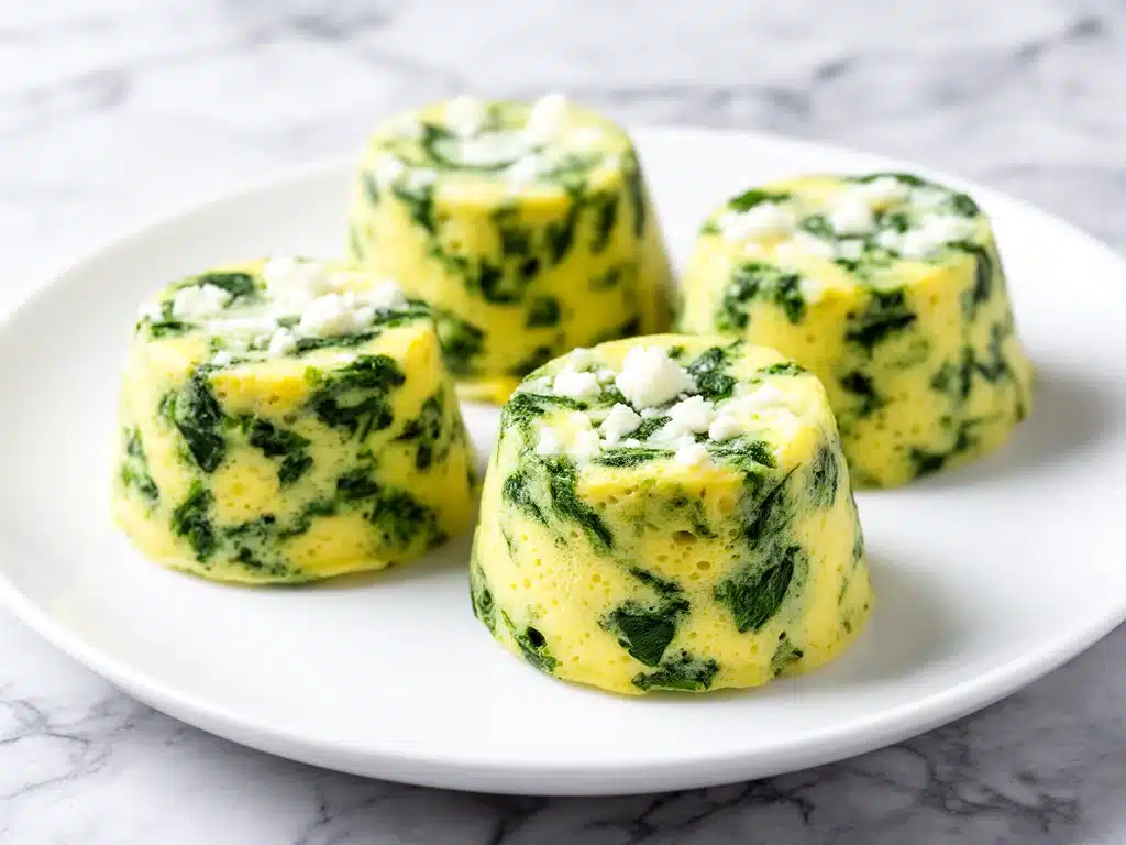 fluffy spinach and feta egg bites - featured image