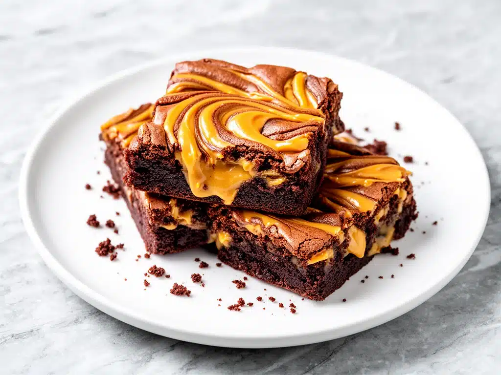fudgy peanut butter swirl brownies - featured image