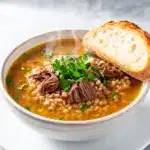 hearty beef and barley soup - featured image