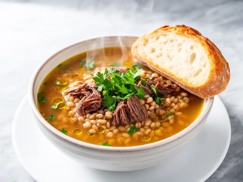 hearty beef and barley soup - featured image
