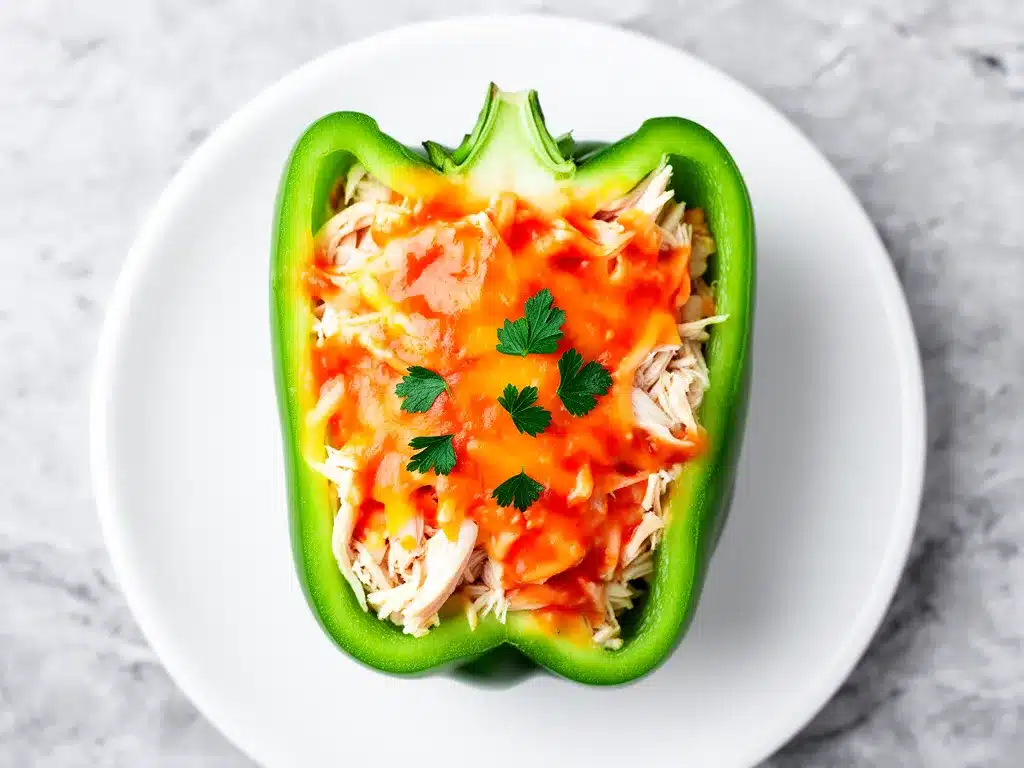 High Protein Buffalo Chicken Stuffed Peppers: Easy Family Favorite 4 High Protein Buffalo Chicken Stuffed Peppers preparation steps