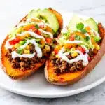 Loaded Beef Taco Stuffed Sweet Potatoes - featured image
