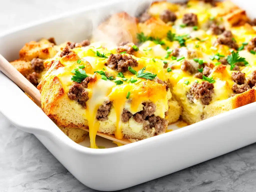 make-ahead sausage and cheese breakfast casserole - featured image