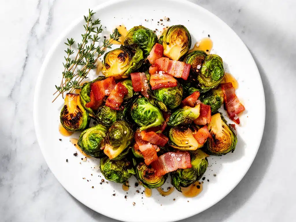 Maple Roasted Brussels Sprouts with Bacon Easy Recipe for Busy Weeknights 4 maple roasted Brussels sprouts with bacon preparation steps