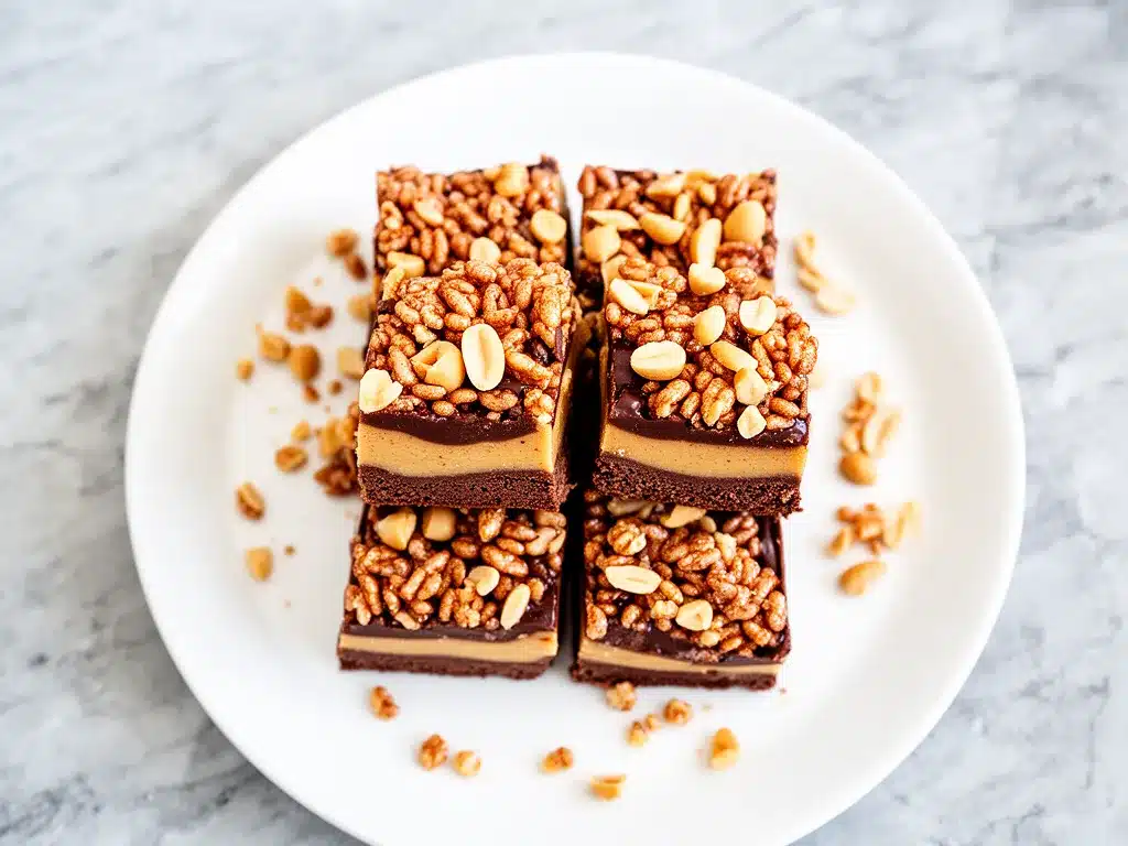 No-Bake Chocolate Peanut Butter Bars Recipe 5 Easy Steps to Make Perfect Crunchy Topping 4 no-bake chocolate peanut butter bars preparation steps