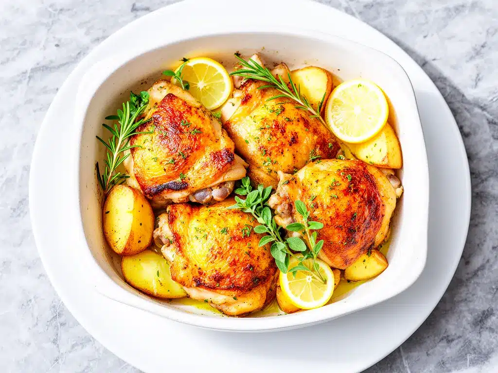 One Pan Greek Lemon Chicken and Potatoes Recipe Easy Weeknight Dinner 4 one pan greek lemon chicken and potatoes preparation steps