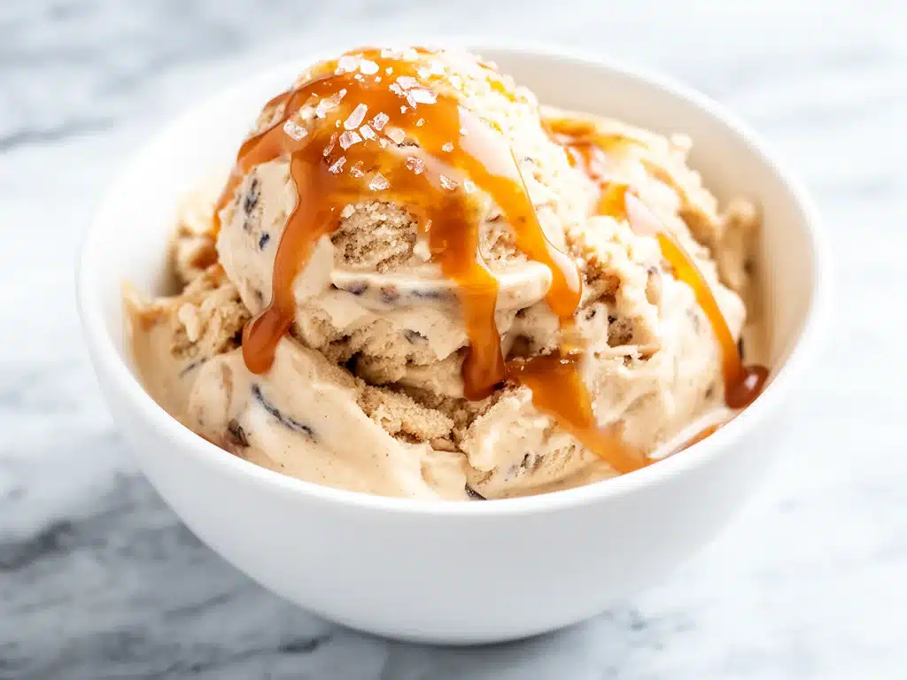 salted caramel no-churn ice cream - featured image