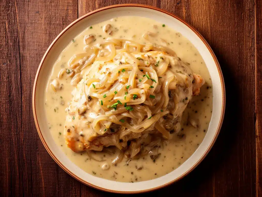 Smothered Chicken: Easy Creamy Onion Gravy Recipe 4 smothered chicken preparation steps