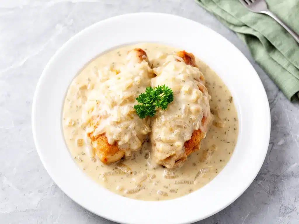 Smothered Chicken with Creamy Onion Gravy 4 smothered chicken with creamy onion gravy preparation steps