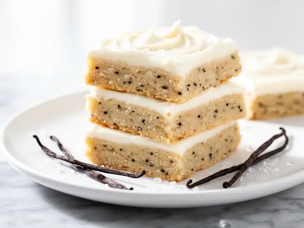 soft vanilla bean sugar cookie bars - featured image