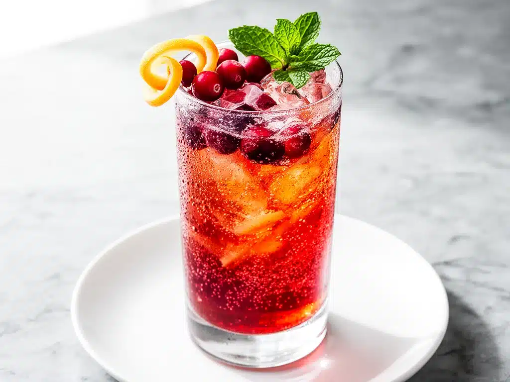 sparkling cranberry ginger mocktail - featured image