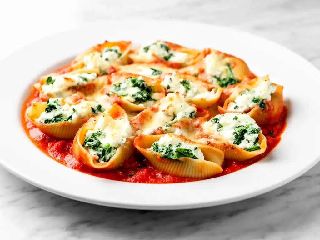 spinach and ricotta stuffed shells - featured image