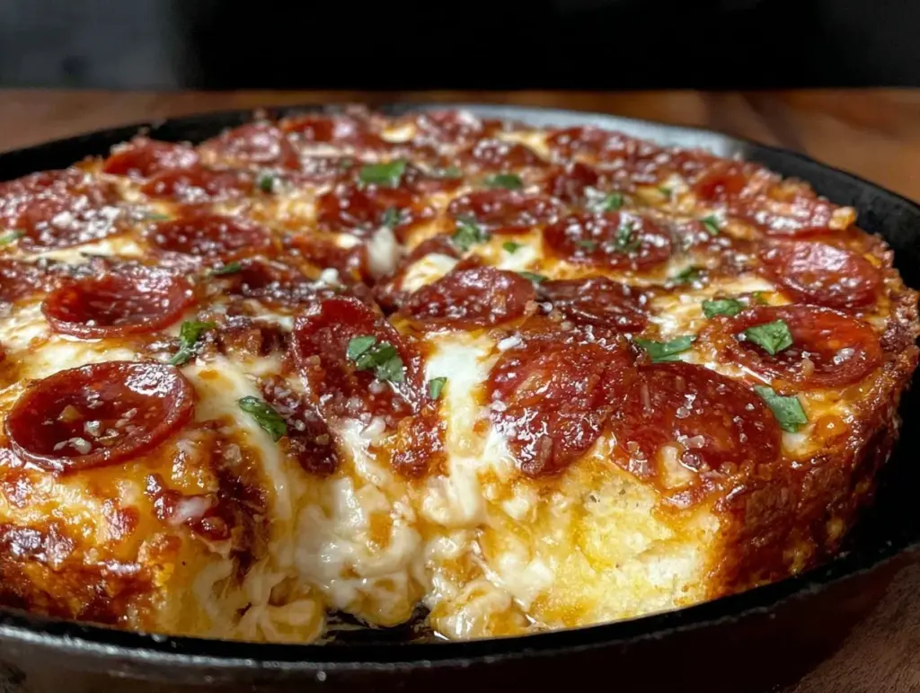 cast iron skillet deep dish pizza - featured image