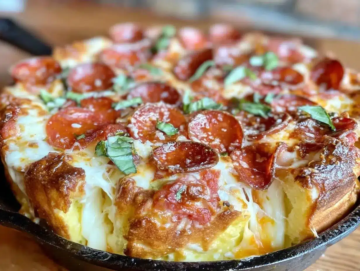 Cast Iron Skillet Deep Dish Pizza with Pepperoni: 3-Step Foolproof Recipe 4 cast iron skillet deep dish pizza preparation steps