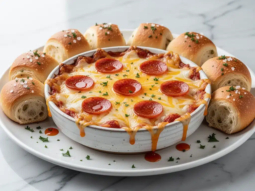cheesy pepperoni pizza dip - featured image