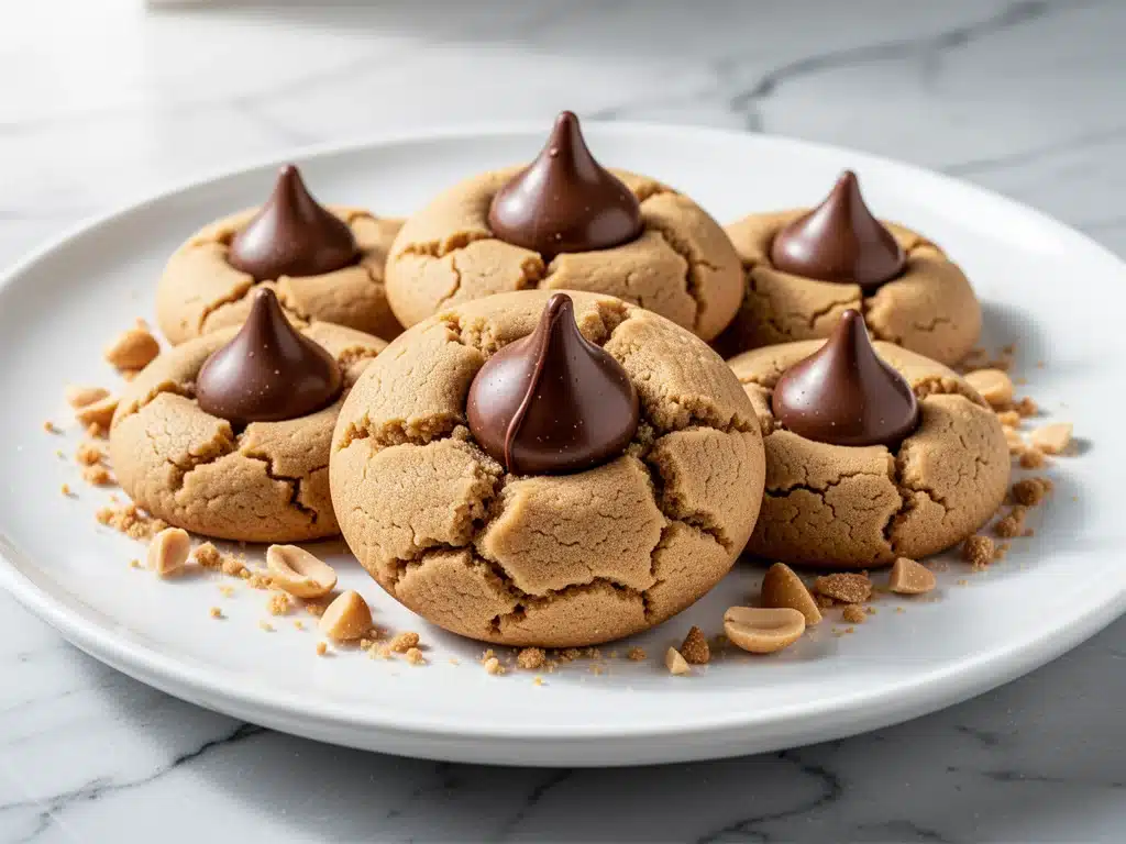 chewy peanut butter blossom cookies - featured image