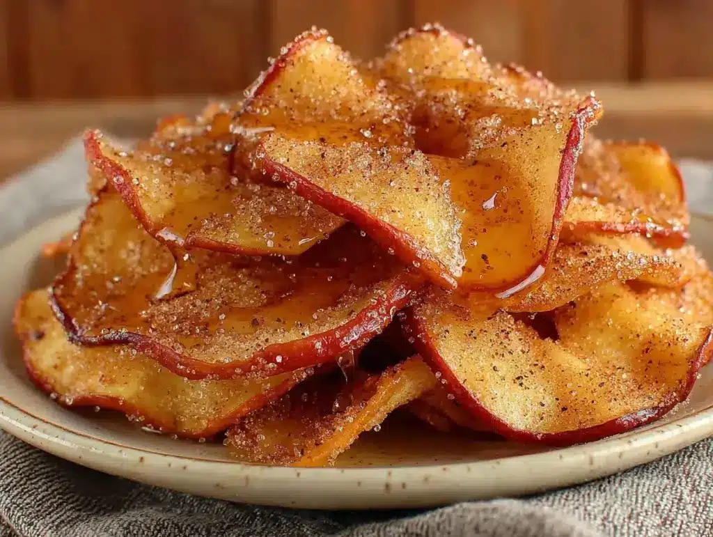cinnamon sugar baked apple chips - featured image