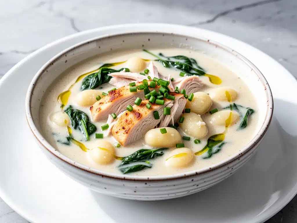 cozy fall creamy chicken gnocchi soup - featured image